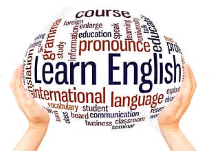 Learn English word cloud sphere concept