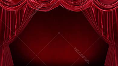 Red curtain with on red background.