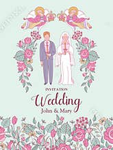 Happy weddings. Vector illustration. Wedding ceremony. Wedding