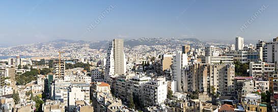 Panoramic skyline view of downtown Beirut Lebanon