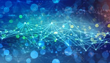 Triangular tech background with connections, Internet Connection technology background