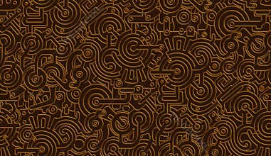 Seamless Vector Mechanical Pattern Texture. Isolated. Steampunk. Metallic. Bronze,Copper