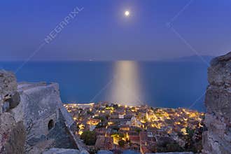 The medieval `castletown` of Monemvasia, often called `The Greek Gibraltar`, Lakonia, Peloponnese.