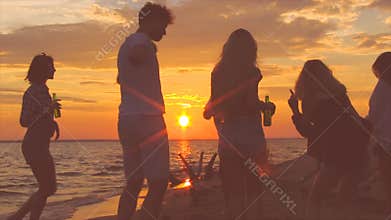 Beach party dancing.
