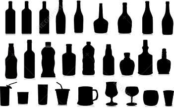 Bottle and drink cups silhouettes
