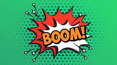 BOOM Word Retro Cartoon Comic Bubbles Popup Style Expressions.