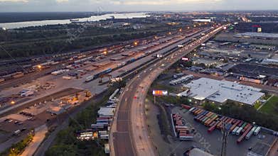 Aerial Time Lapse of Cars on Highway