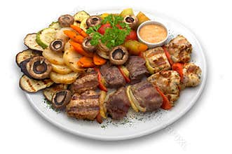 Assorted kebab: veal, chicken and pork
