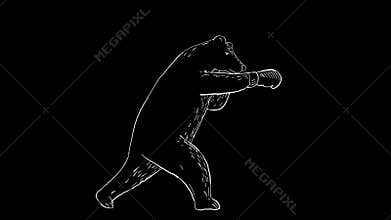 Grizzly Bear Silhouette Boxing 2D Animation