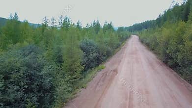 Bam road to Magadan in Siberia. Areal Dron Shoot.