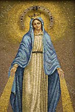 Mosaic of the Virgin Mary Wearing a Crown