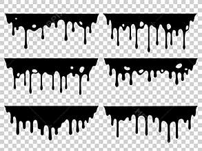 Dripping oil stain. Liquid ink, paint drip and drop of drippings stains. Black resin inked drops isolated vector