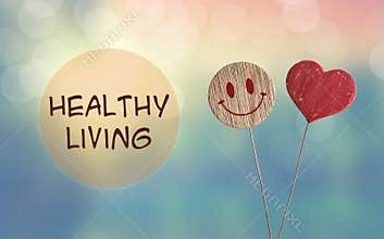 Healthy living with heart and smile emoji