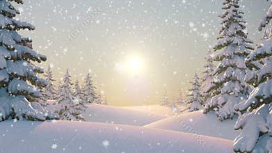 Morning in the Forest, Beautifull Winter Background. Seamless looping 3d animation, 4K. Look for more options in my