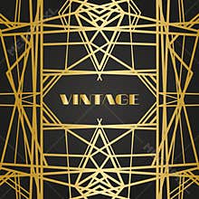 Old vintage retro frames with lines. Style of 1920-s. Royal golden premium decor