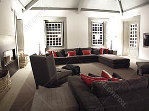 Beautiful architectural room with modern furniture