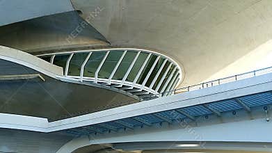 Beautiful modern architecture of the building in the complex City of Arts and Sciences in Valencia, Spain