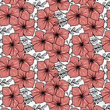 sketched flower print in bright colors - seamless background