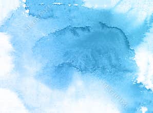 Blue flower watercolor paint background, lettering scrapbook sketch.