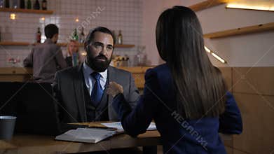 Financial advisor consulting female customer