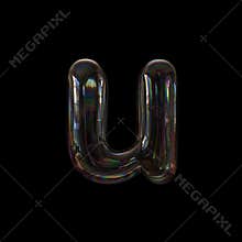 Soap bubble letter U - Small 3d transparent font - Dream, childhood or fragility concept
