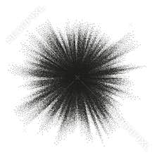 Pointillism burst dots pattern. Sunburst abstract monochrome dotted geometric halftone. EPS 10