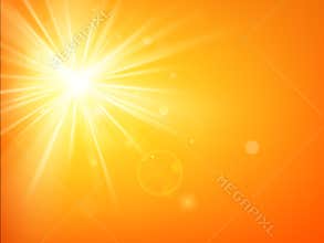 Summer template hot summer sun rays burst with lens flare. EPS 10