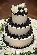 Wedding cake with rose and barries