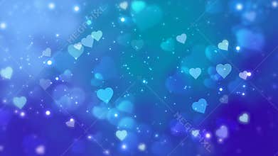 Glowing hearts appear on the shining background. Valentines Day holiday abstract loop animation.