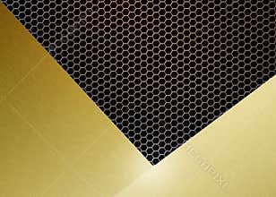 Abstract Shiny Brushed Gold on Golden Hexagonal Metal Mesh Background