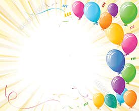 Party Celebration Balloons on Yellow Burst