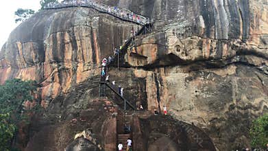 Ruins on top of Sigiriya Lion`s rock palace