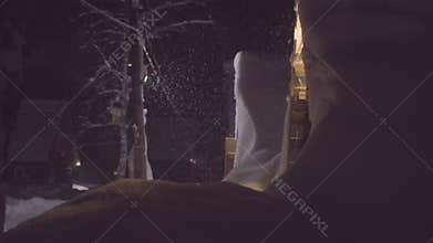 Skitouring lodge in the night.