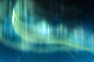 Northern lights in winter mountains