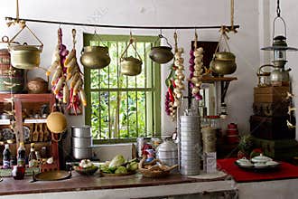 Thai kitchen with cooking elements