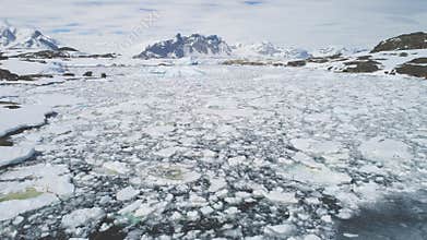 Arctic mountain coast glacier majestic aerial view