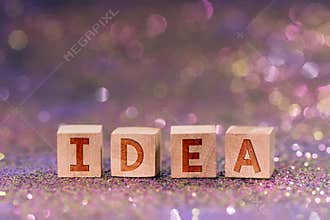 Idea word on wooden cubes