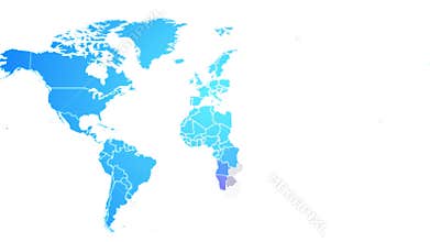 World map showing up intro by countries