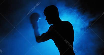 Young man in boxing gloves