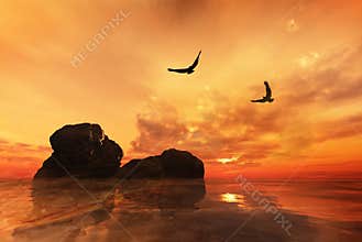 Eagles flying