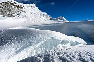 Glacier between the way to Island peak summit, Himalayas mountain range, Nepal