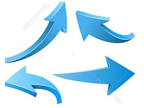 Abstract Curved Blue Arrows