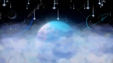 Stunning night sky featuring a full moon and shooting stars