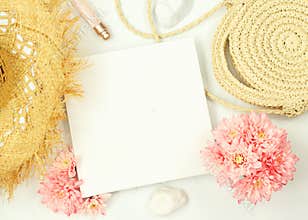 Mockup frame with summer elements