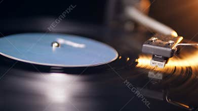 Cartridge and the vinyl disc while playing