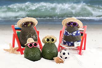 Avocado Family at Beach