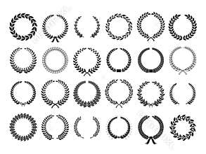 Heraldry wreaths. Laurels wreath branch greek olive oak wheat leaves certificate antiquity award winner prize label