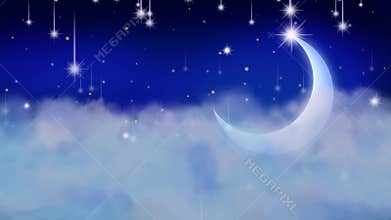 Best night sky shooting stars and light moon, best loop video background to put a baby to sleep, calming relaxing