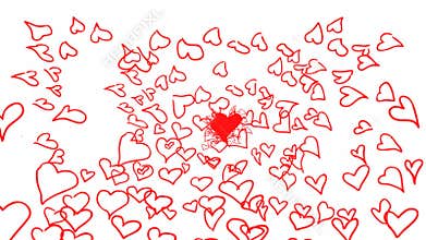 Many Red Heart in Shape of Big Hear