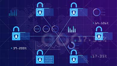 Block chain concept. Abstract patterns of distribution of information to everyone on the network.